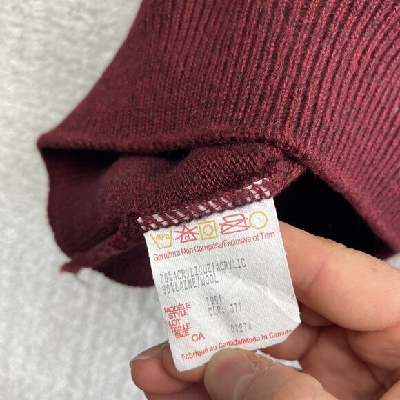 Cooper Wool Blend Pullover Sweater Vtg 90s Red Color Block Made in Canada Men M - Picture 13 of 13